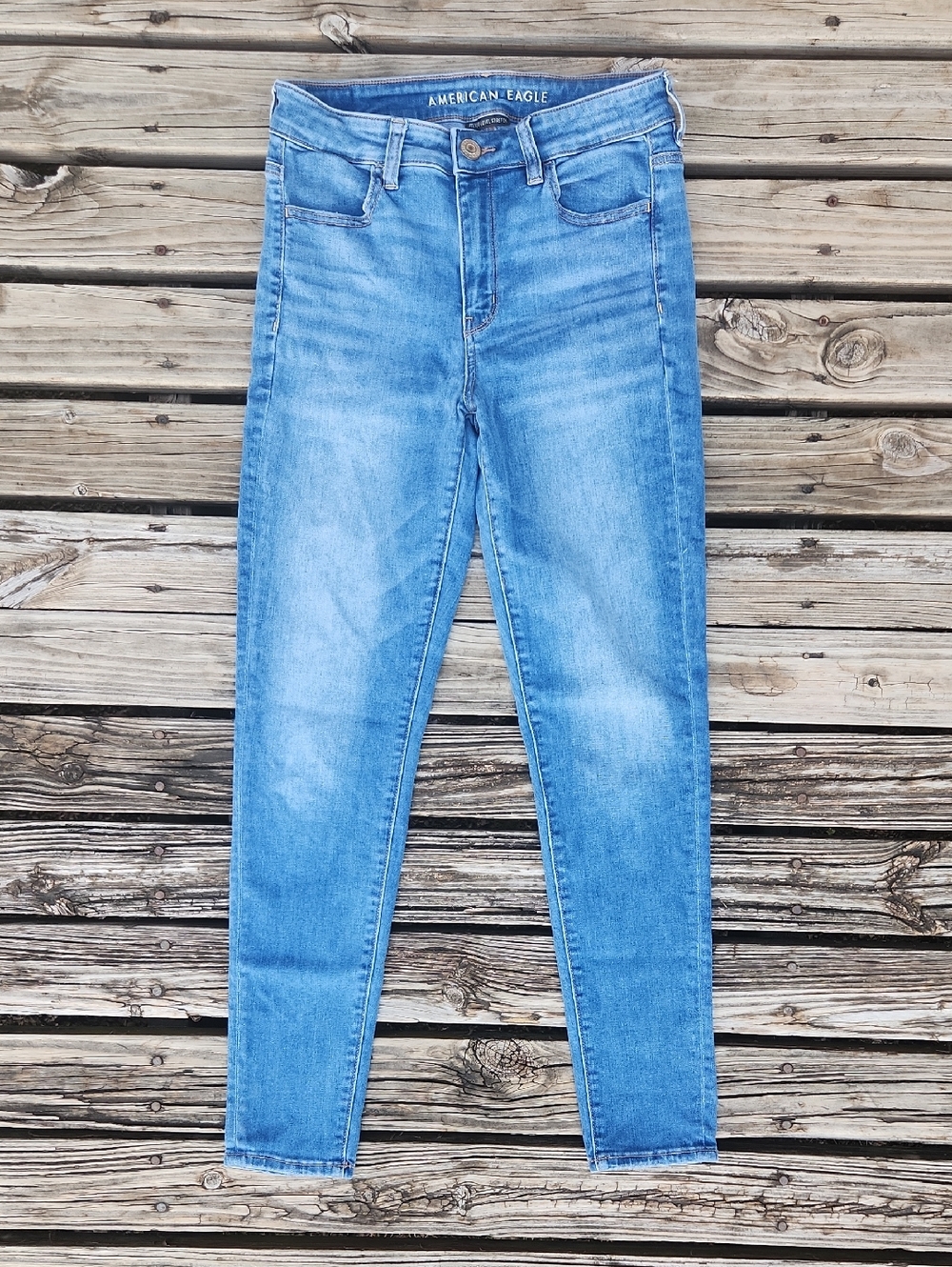 American Eagle Next Level Stretch Hi-Rise Jegging 8 Reg Light Medium Denim Jeans